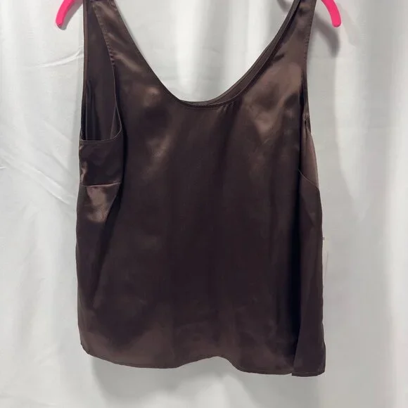 Jones New York Collection sz12 Manderin Banded Collar Lace Top Silk Cami Ruffled - Picture 6 of 16